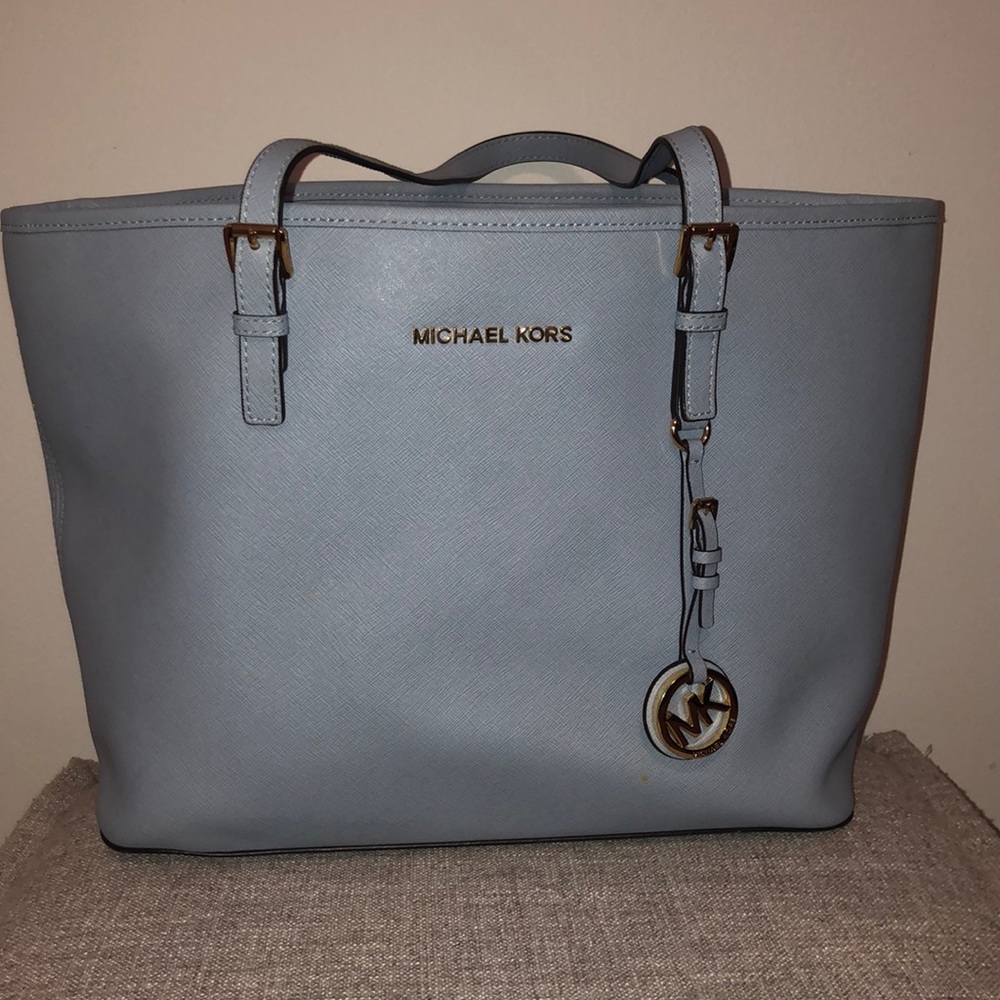 Baby blue saffiano leather Michael Kors bag